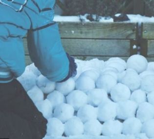 Snowball fight with dad